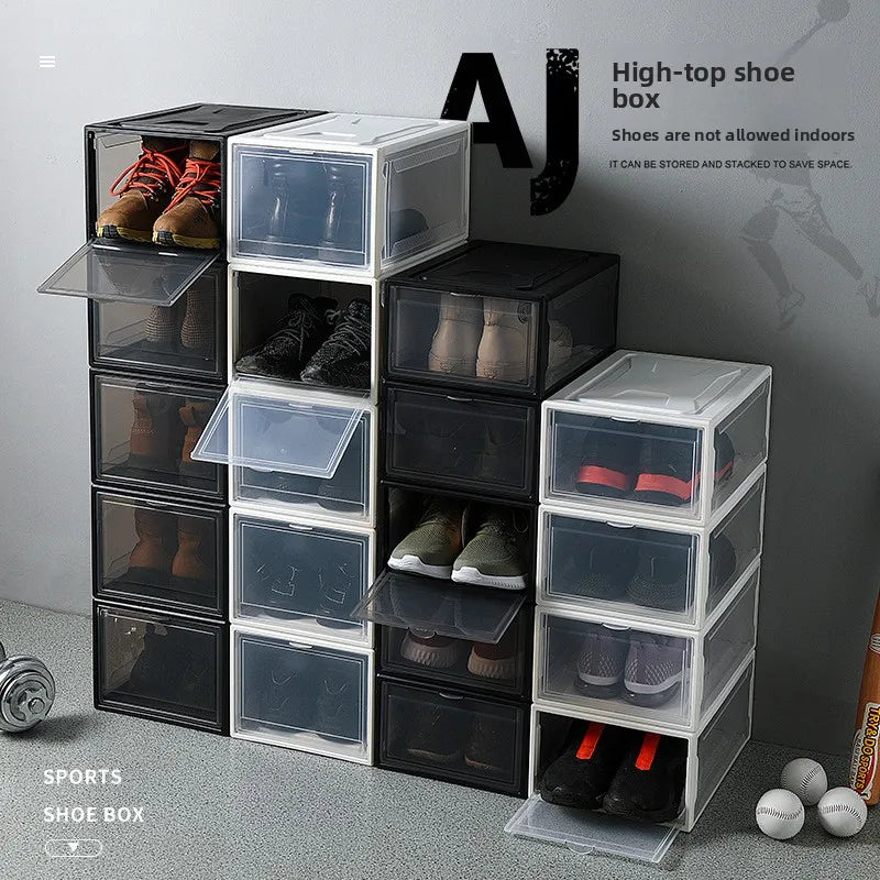 Transparent Flip-Top Sneaker Display Box – Stackable Shoe Organizer