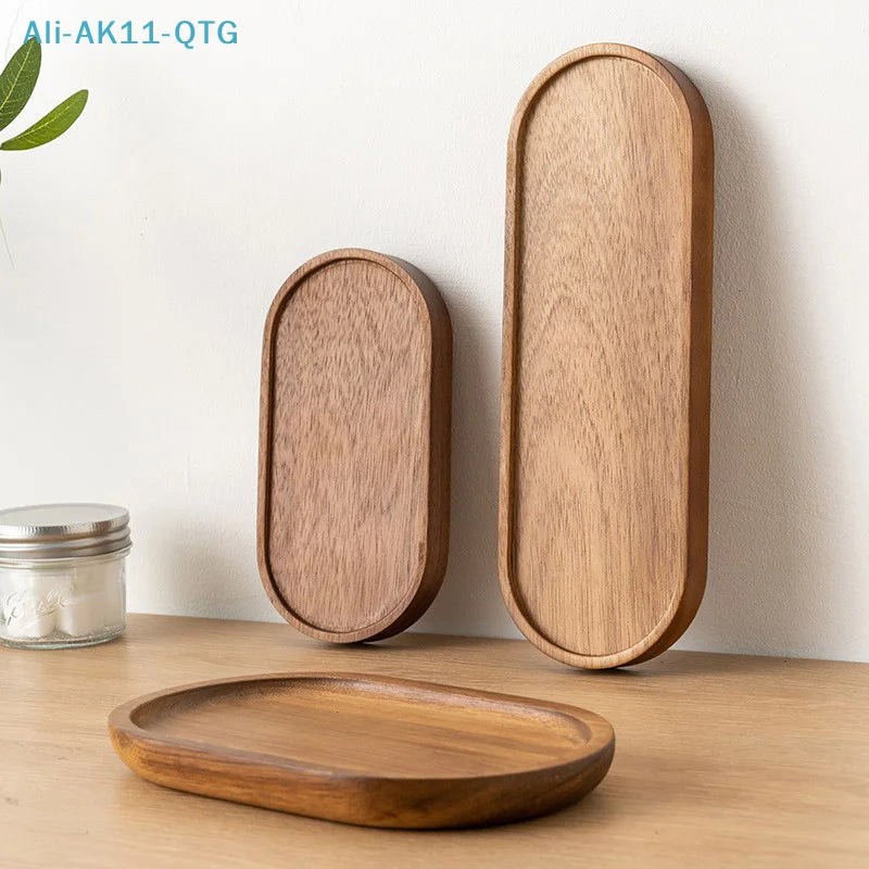 Japanese-Style Solid Wood Round Snack & Dessert Serving Plate