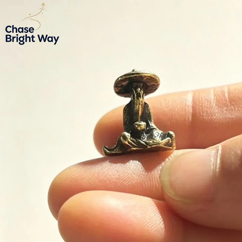 Vintage Brass Fisherman Mini Statue | Bonsai Zen Garden Decor
