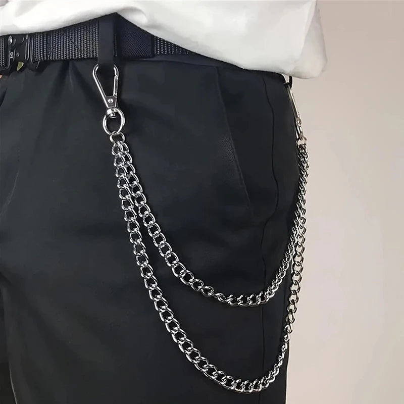 Punk Hip-Hop Metal Waist Chain Belt – 2/3 Layer Unisex