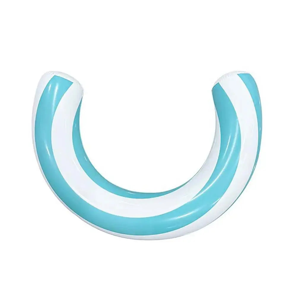 U-Shape Inflatable Pool Float – PVC Striped Adult Swim Lounger