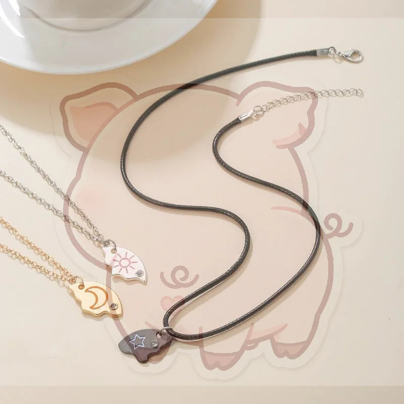 3-Piece Sun Moon Star Puzzle Necklace Set | BFF Matching Gift