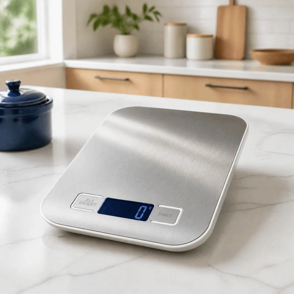 Digital Kitchen Scale LCD Tare Function 1g–10kg | Silver