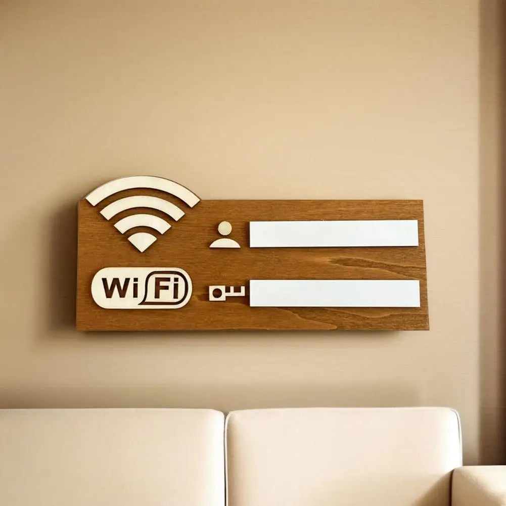 Rustic Wooden WiFi Password Sign – Rewritable Wall Plaque