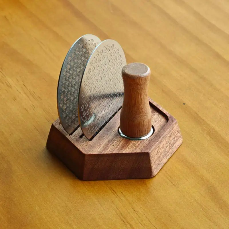 Wooden Hexagon Espresso Puck Screen Stand 51/53/58mm