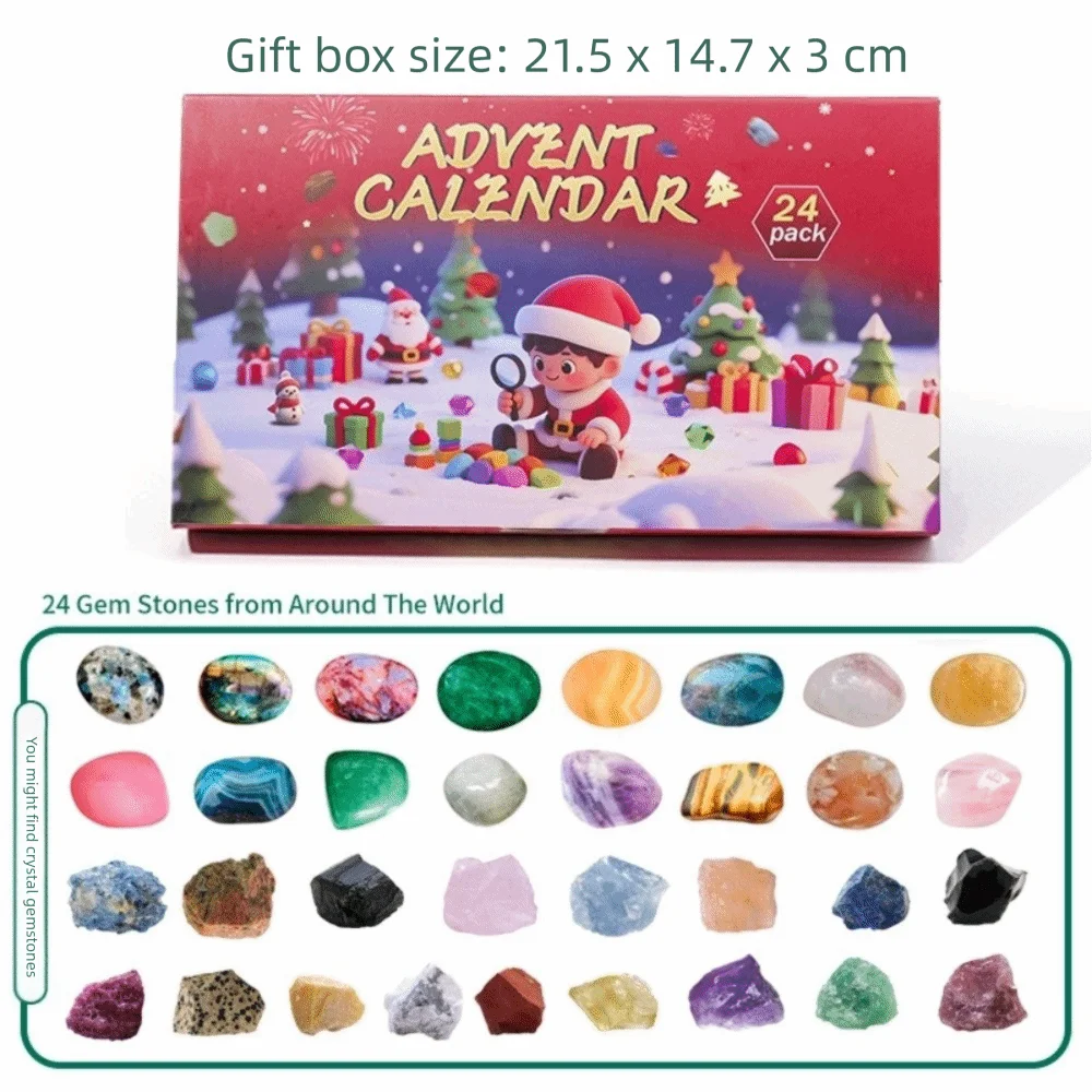 Christmas Crystal Gemstone Advent Calendar – 24-Grid Blind Box