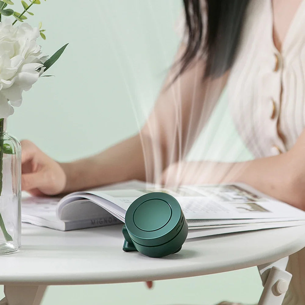 Mini Bladeless Clip Fan – USB Rechargeable Waist Neck Fan 3 Speeds