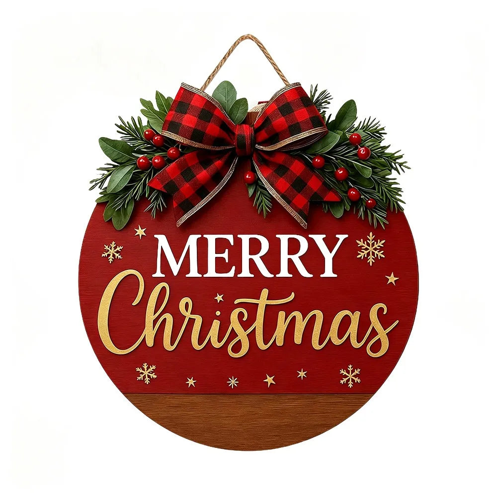 Wooden Christmas Hanging Door Sign – 2D Flat Festive Ornament