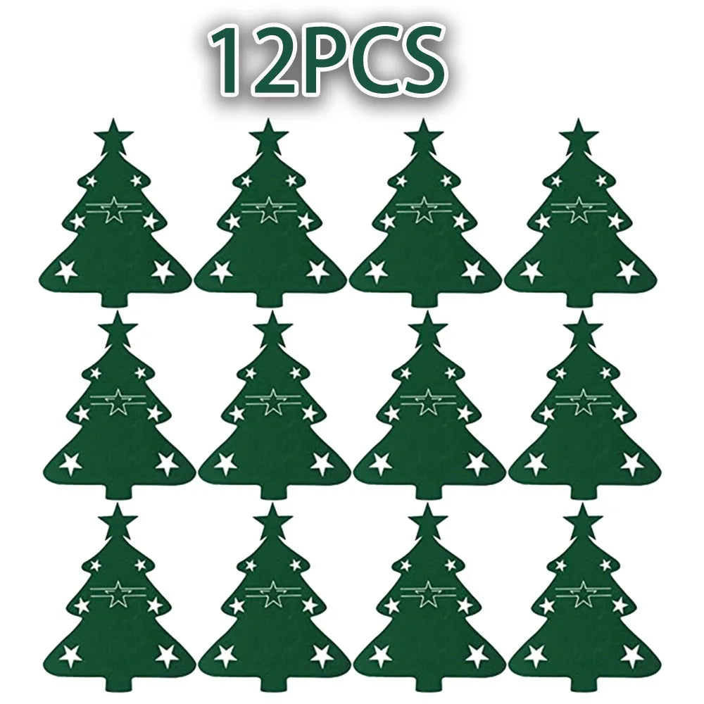 Christmas Felt Cutlery Holders – Tree & Reindeer, 12-Pack