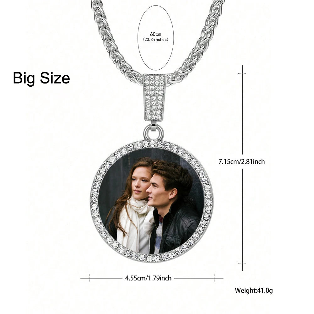 Custom Photo Medallion Necklace – Hip Hop Iced Out Round Pendant