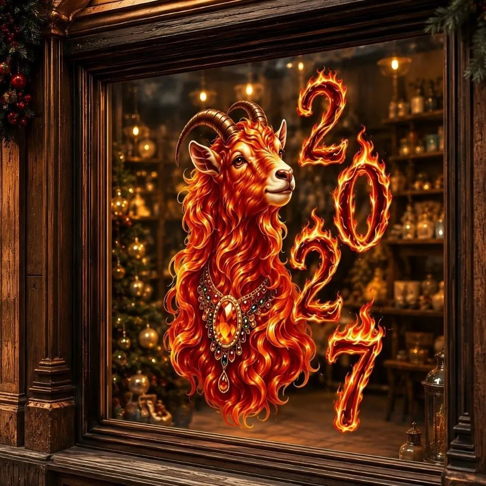 2027 Year of the Sheep Static Window Clings | PVC Wall Stickers