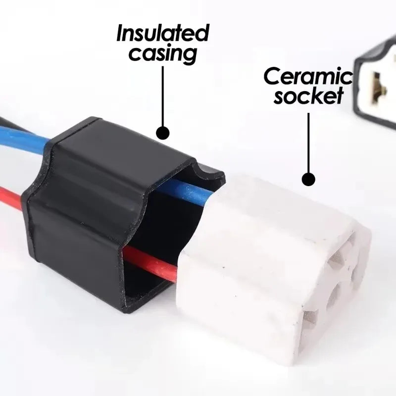 H4 Ceramic Headlight Bulb Socket 3-Hole Wiring Plug – 2 Pack