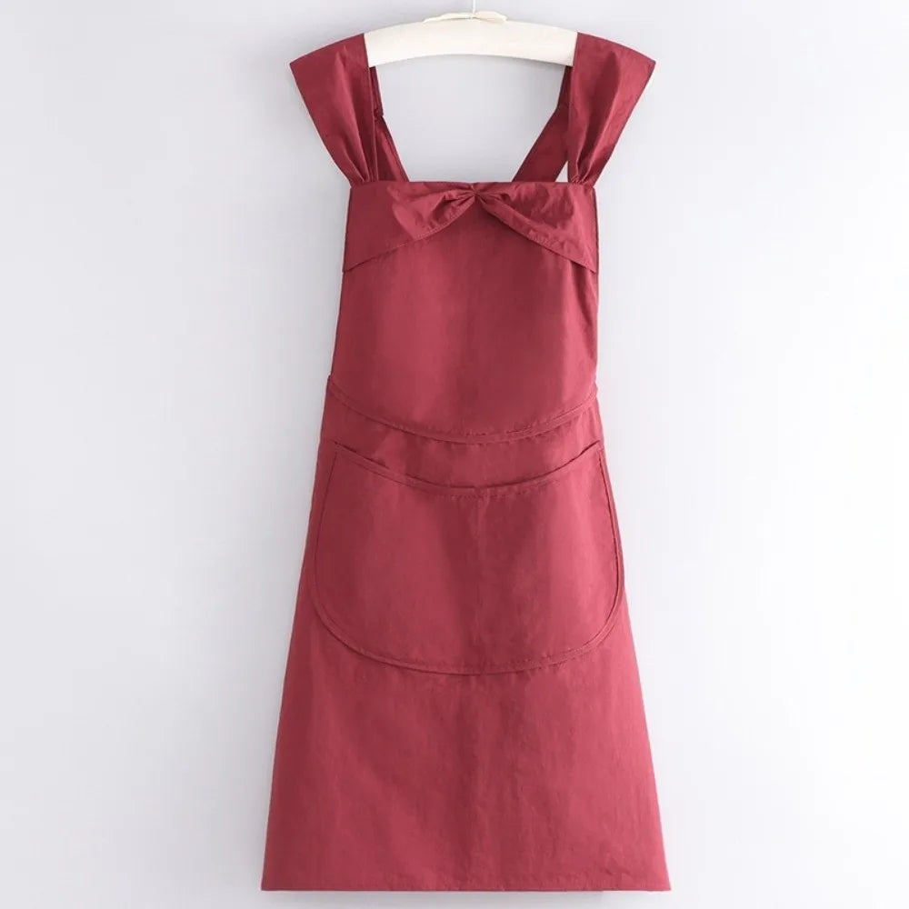 Women's Bow Strap Water-Resistant Kitchen Apron | Large Pockets
