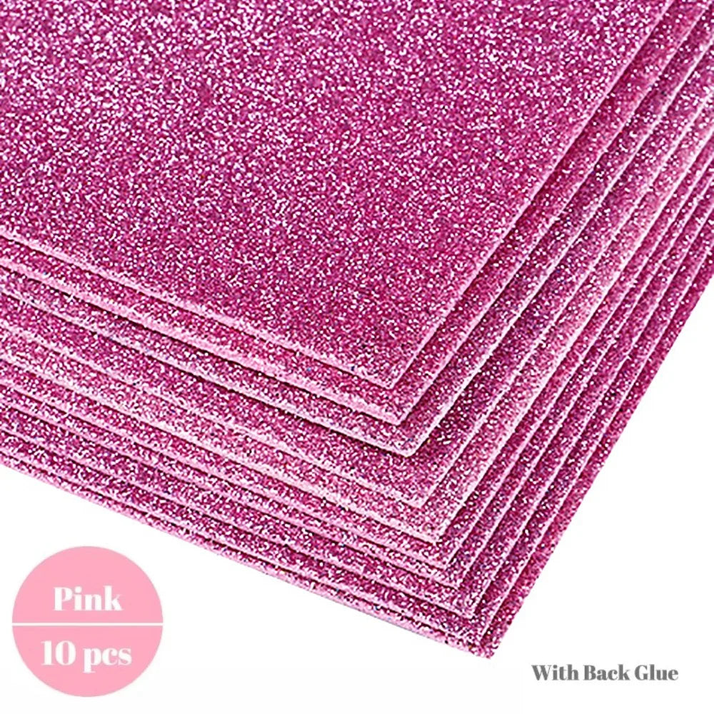 Self-Adhesive Glitter EVA Foam Paper A4 – 10-Pack Craft Sheets