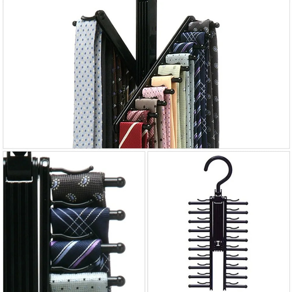20-Row Tie Rack & Scarf Organizer | Space-Saving Closet Hanger