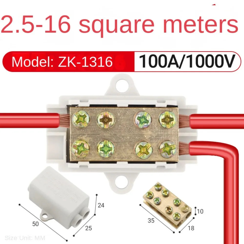 T-Type Branch Terminal Block 40A 400V Brass Wire Connector