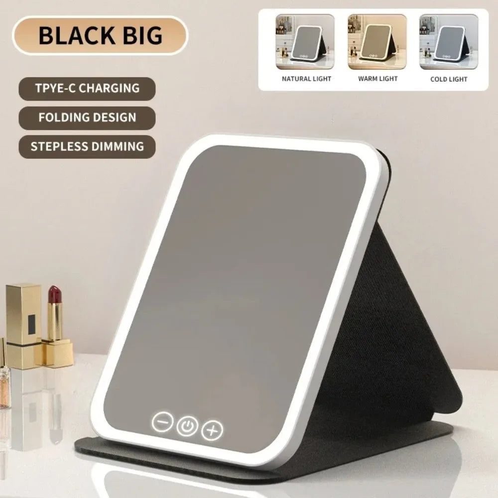 LED Makeup Mirror 3-Color Dimmable Touch | USB Rechargeable