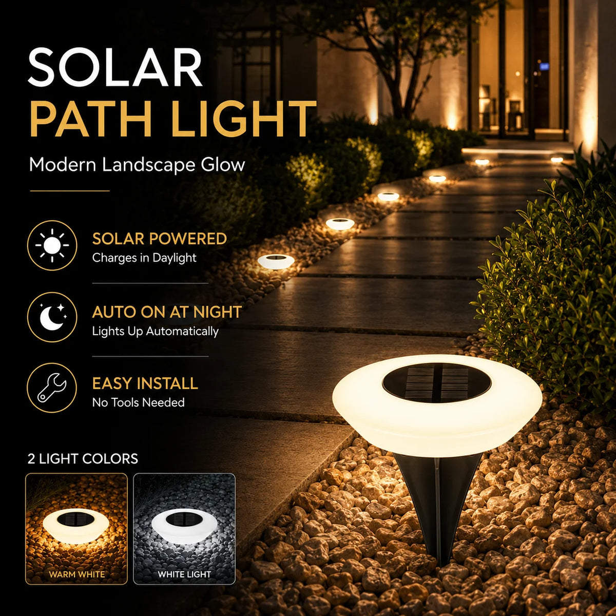 Solar Ground Lights 14 LED Waterproof Outdoor Lawn Lamp 1/2 Pack