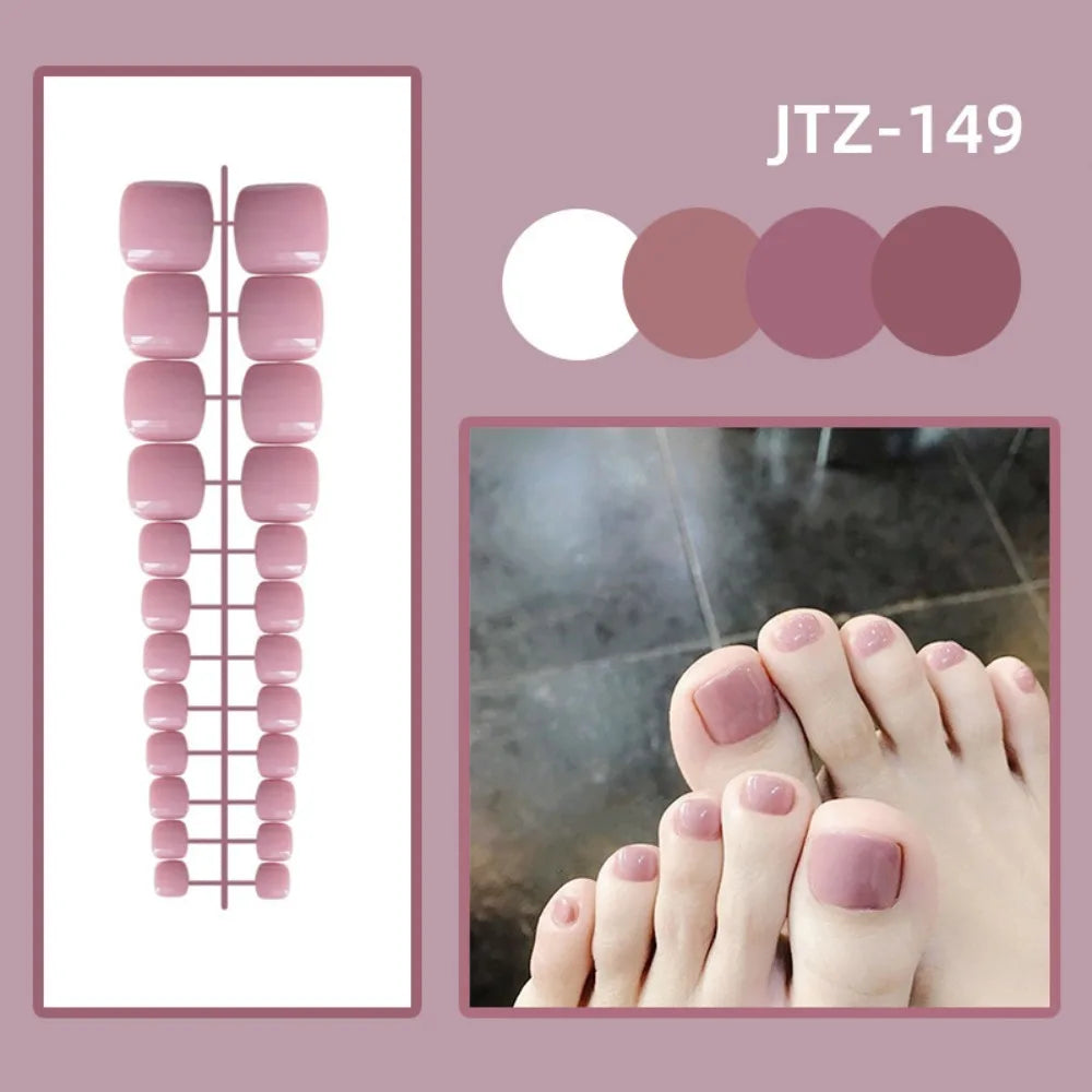 24-Pack Press-On Fake Toenails – Full Cover Acrylic Tips