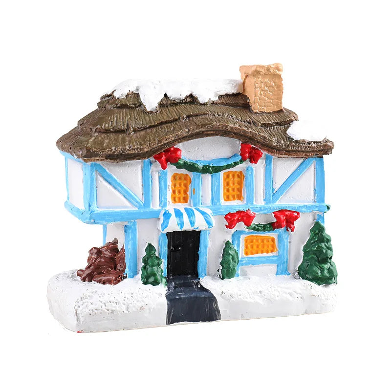 Resin Christmas Village House LED Ornament – 8 Styles