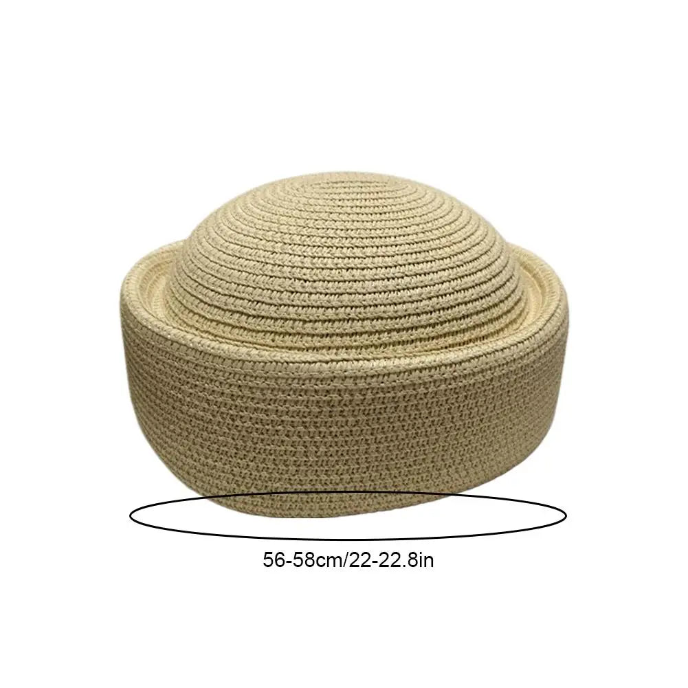 Women's Straw Pillbox Hat – Retro Japanese Painter Beret Style