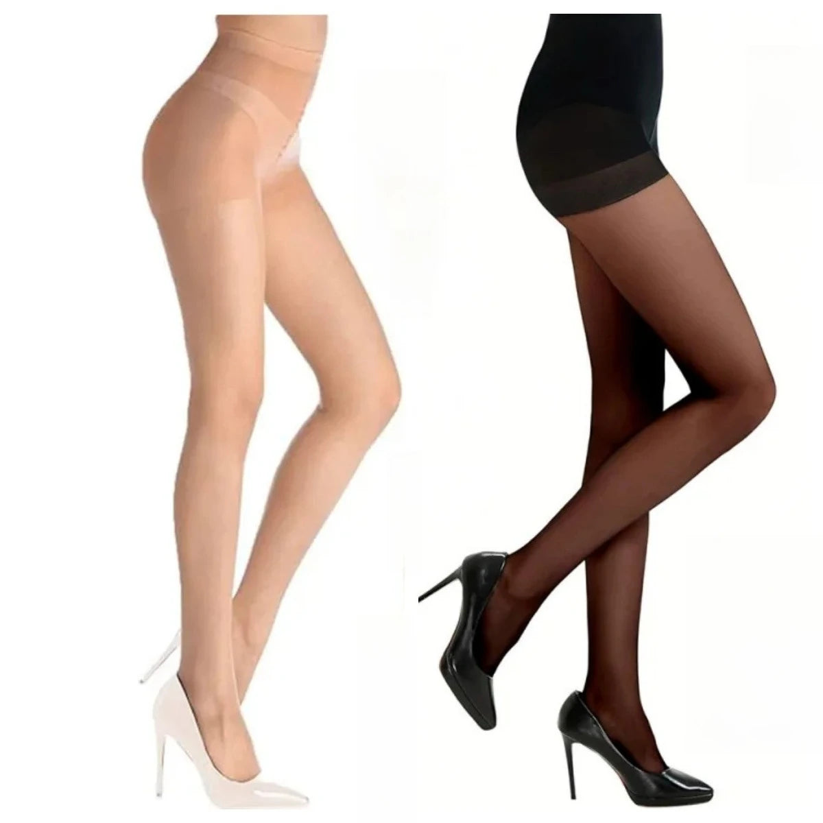 Women's Sheer Control Top Pantyhose 20D Nylon – 2 Pairs