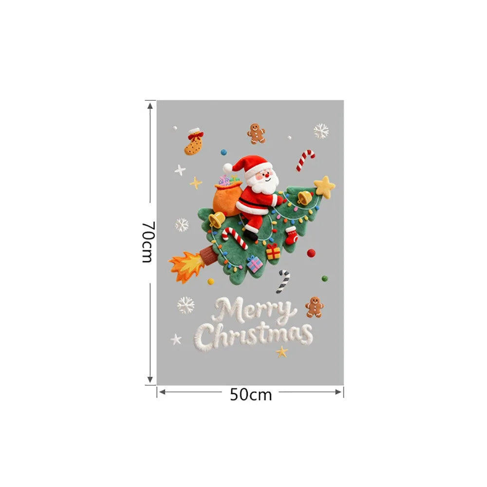 Christmas Window Stickers – Santa Snowman Snowflake PVC Decals