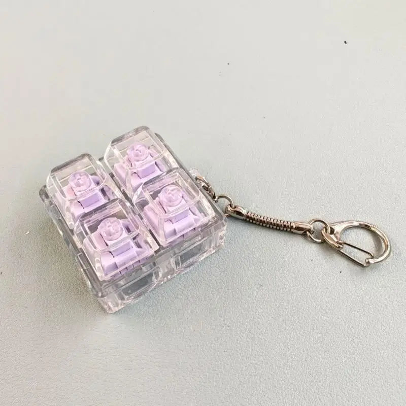 Mini Keyboard Fidget Keychain – Crystal Keycap Sensory Toy