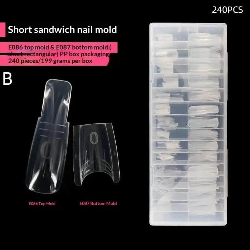 Sandwich Dual Nail Forms – 15 Oval Sizes | 60–300 Pcs Extension Molds