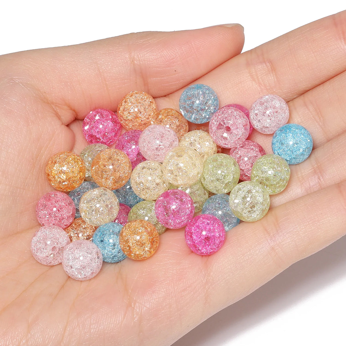 Snow Cracked Crystal Beads 6/8/10mm – Multicolor Quartz Strands