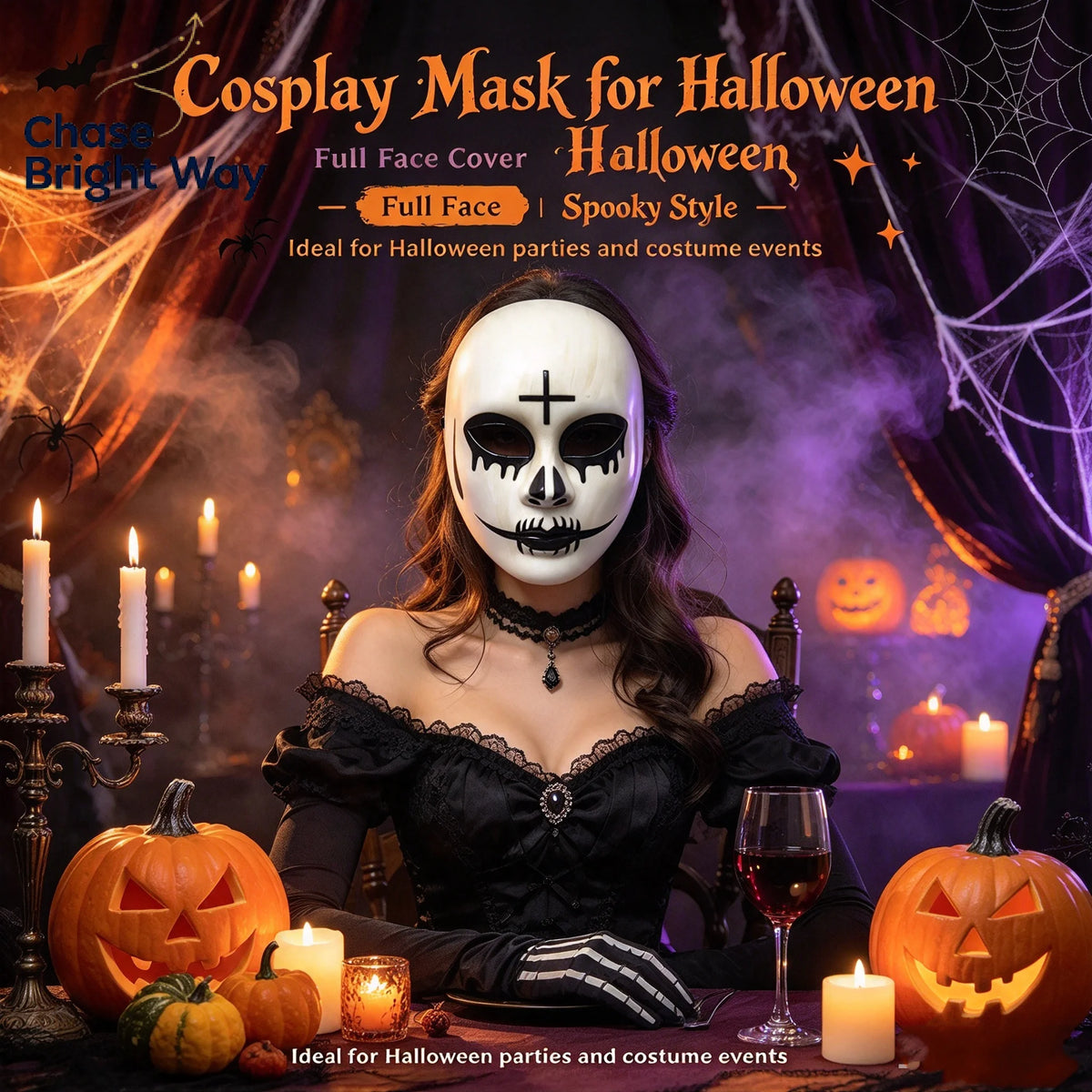 Scary Halloween Full Face Mask – PVC Cosplay Horror Costume