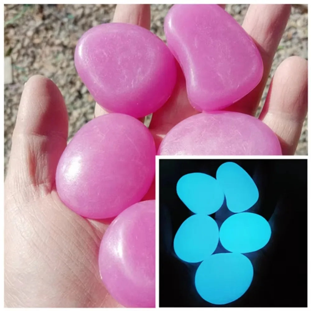 Glow in the Dark Garden Pebbles – 10 Resin Luminous Stones