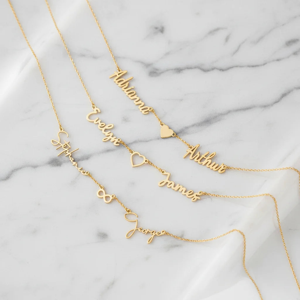 Custom Double Name Heart Necklace | 18K Gold Plated Choker