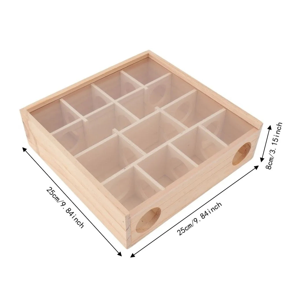 Wooden Hamster Tunnel Maze with Clear Panel – 25×25cm
