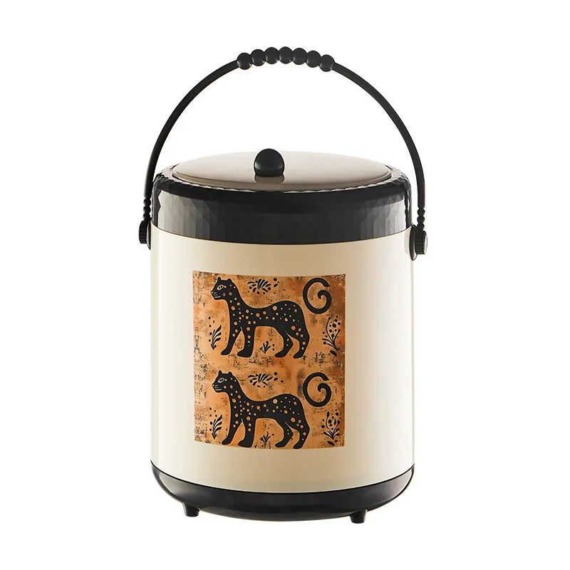 Vintage Mid-Century Modern Decorative Trash Can with Lid