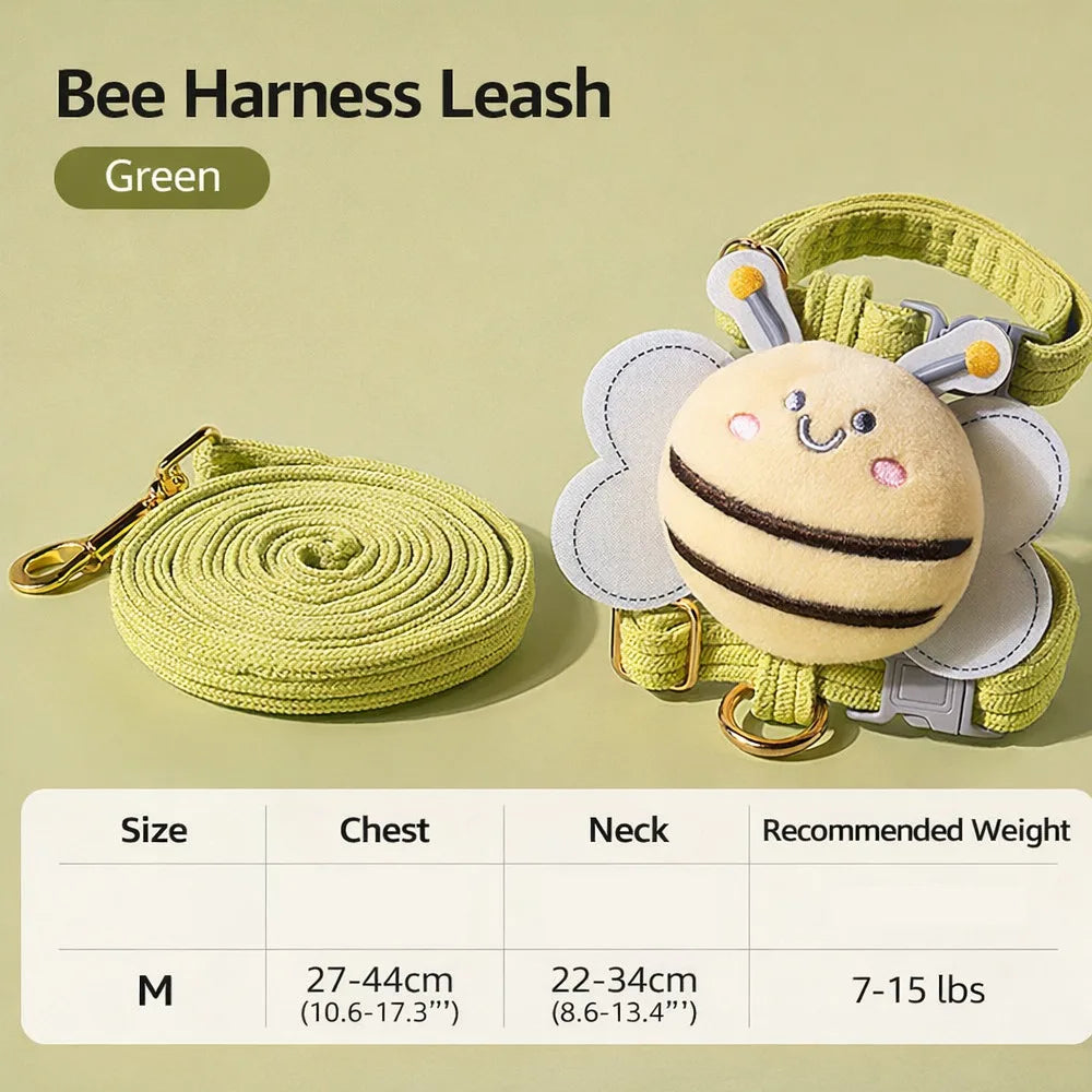 Cartoon Bee Cat & Dog Harness – Adjustable Walking Vest