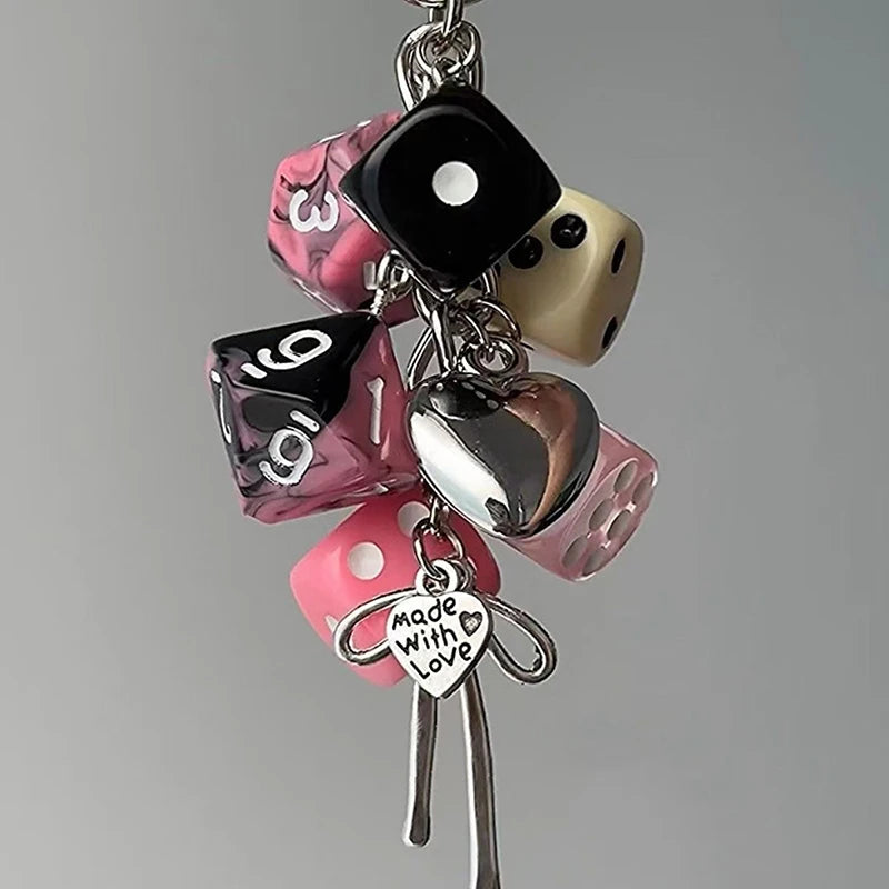 Vintage Irregular Dice Keychain Bag Charm & Phone Chain
