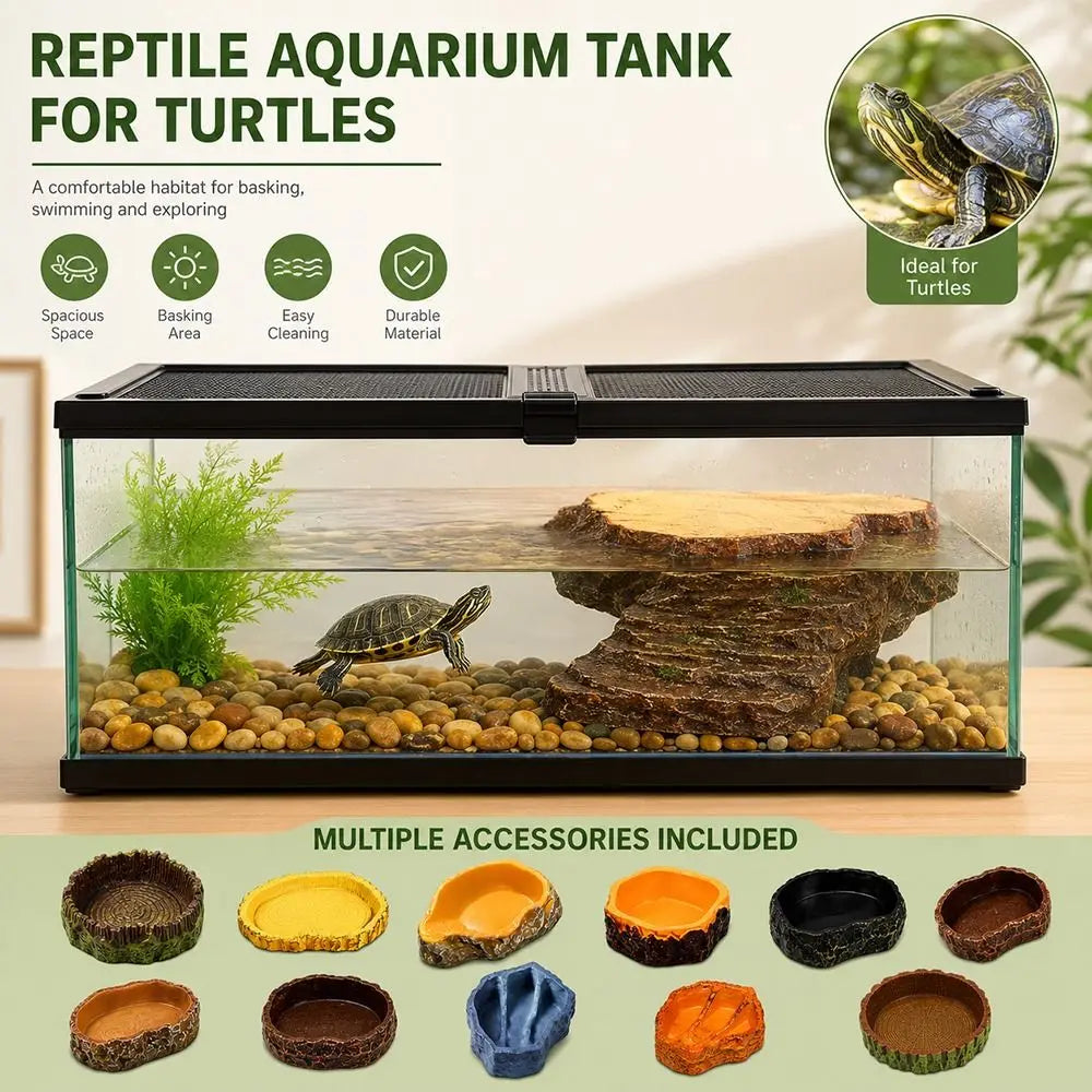 Reptile Feeding Bowl – Tree Stump Faux Stone Terrarium Basin