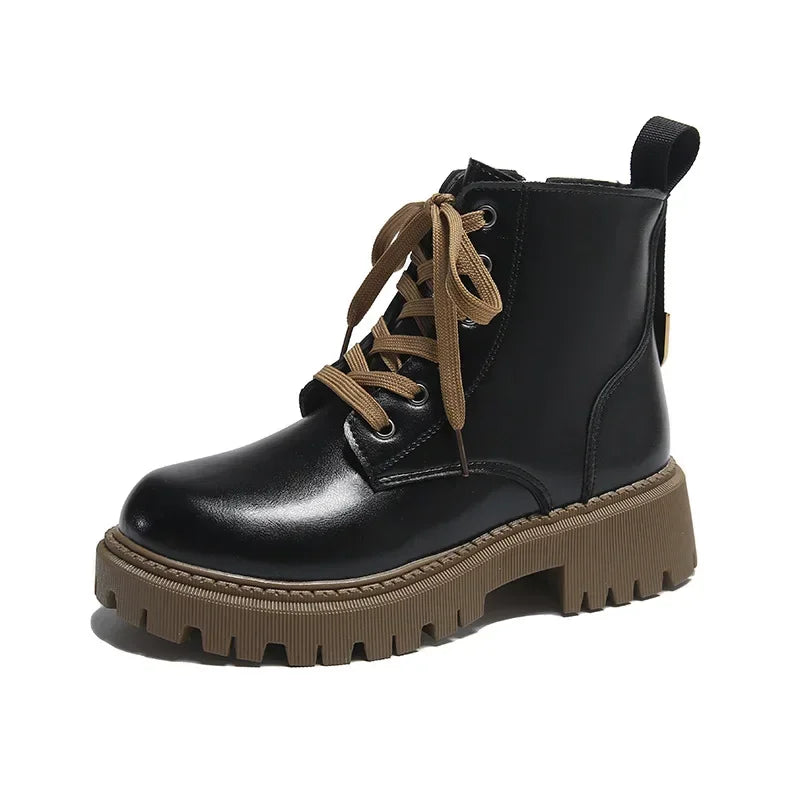 LEDP Women's British Style Ankle Boots – Platform Moto