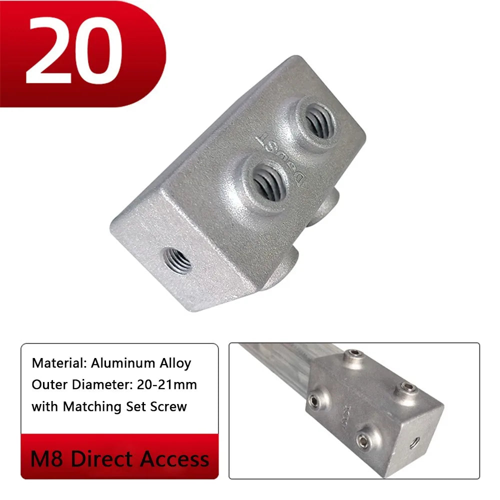 Aluminum Alloy Square Tube Pipe Clamp Connector | 3 Sizes
