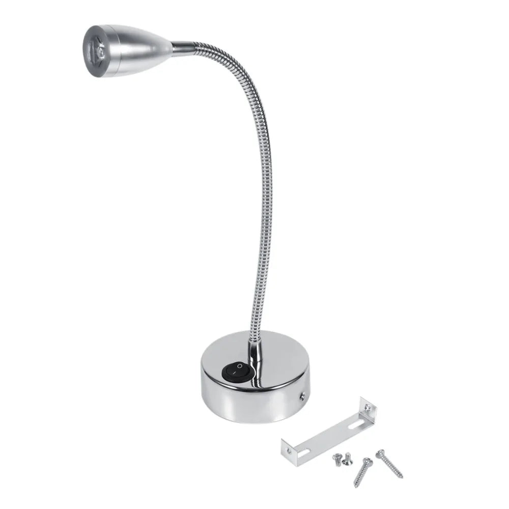 Silver Gooseneck LED Wall Lamp 3W – Flexible Reading Light