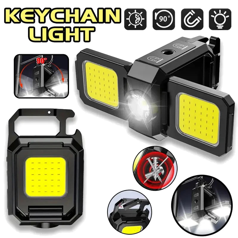 USB Rechargeable COB LED Keychain Work Light – Waterproof Mini Torch