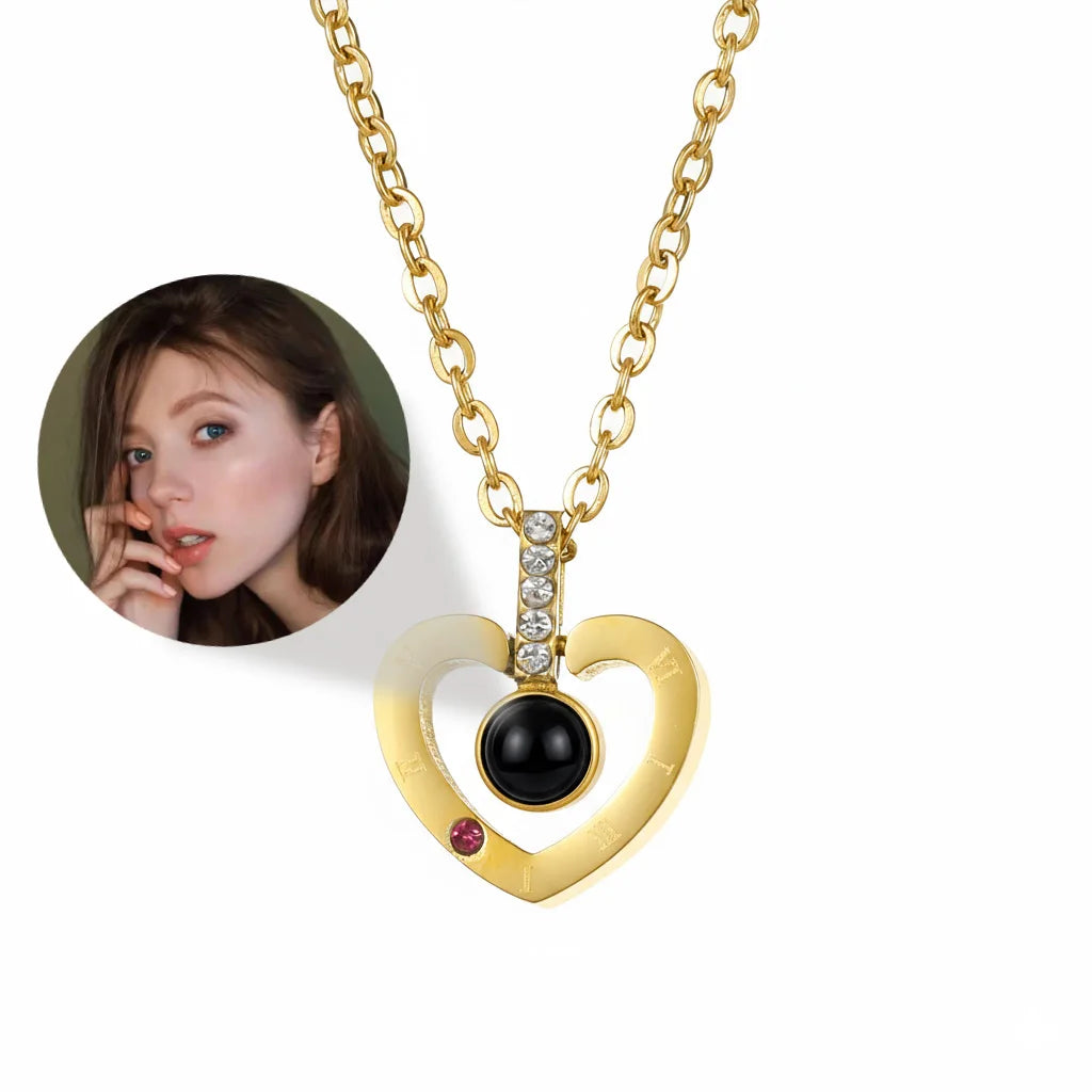 Personalized Photo Projection Heart Necklace | Custom Keepsake