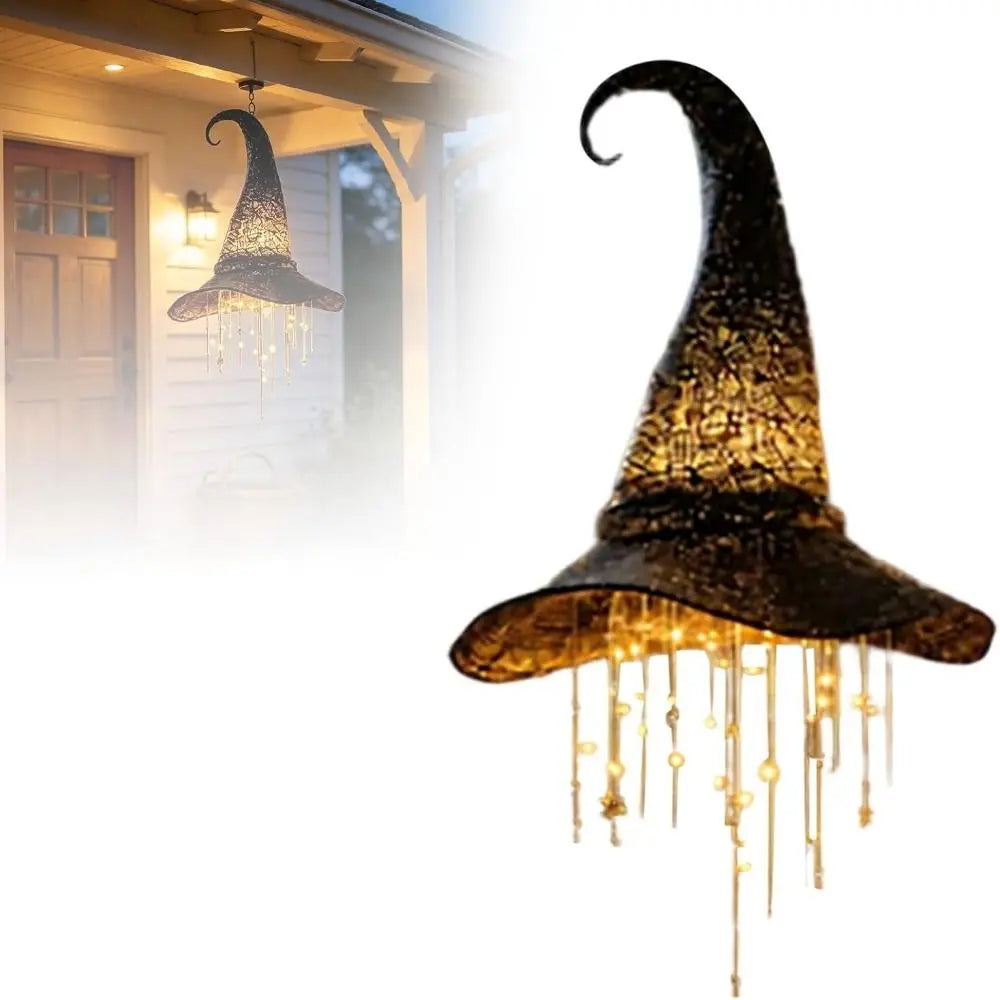 LED Lighted Witch Hat Hanging Chime | Halloween Porch Decor