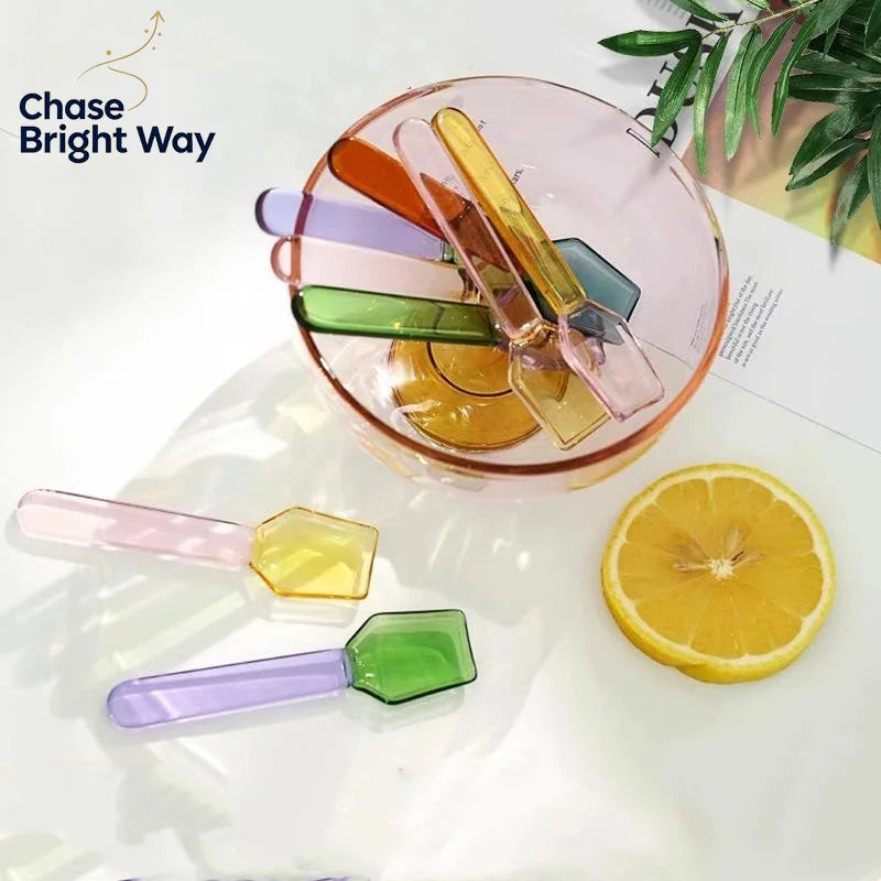 Colorful Borosilicate Glass Dessert Spoon – Short Handle Gift