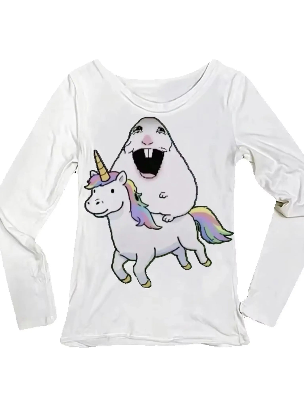Women's Unicorn Print Long Sleeve T-Shirt | Y2K Slim Fit Tee