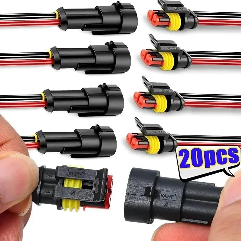 Waterproof 2-Pin Automotive Electrical Connectors 10/20 Pack