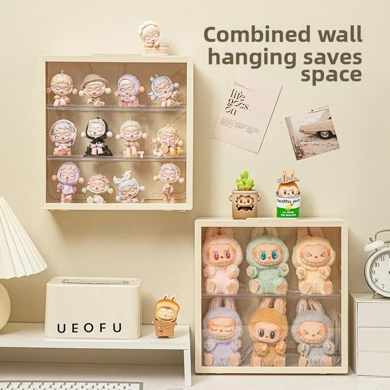 Plush Doll Display Case 2/3-Tier Dustproof Flip Lid 28cm