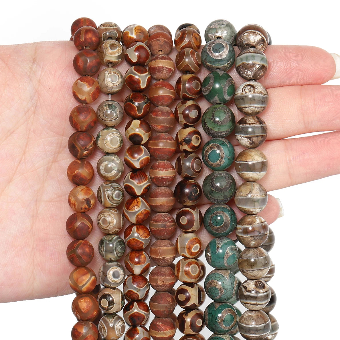 Tibetan Dzi Agate Natural Stone Round Beads | DIY Jewelry