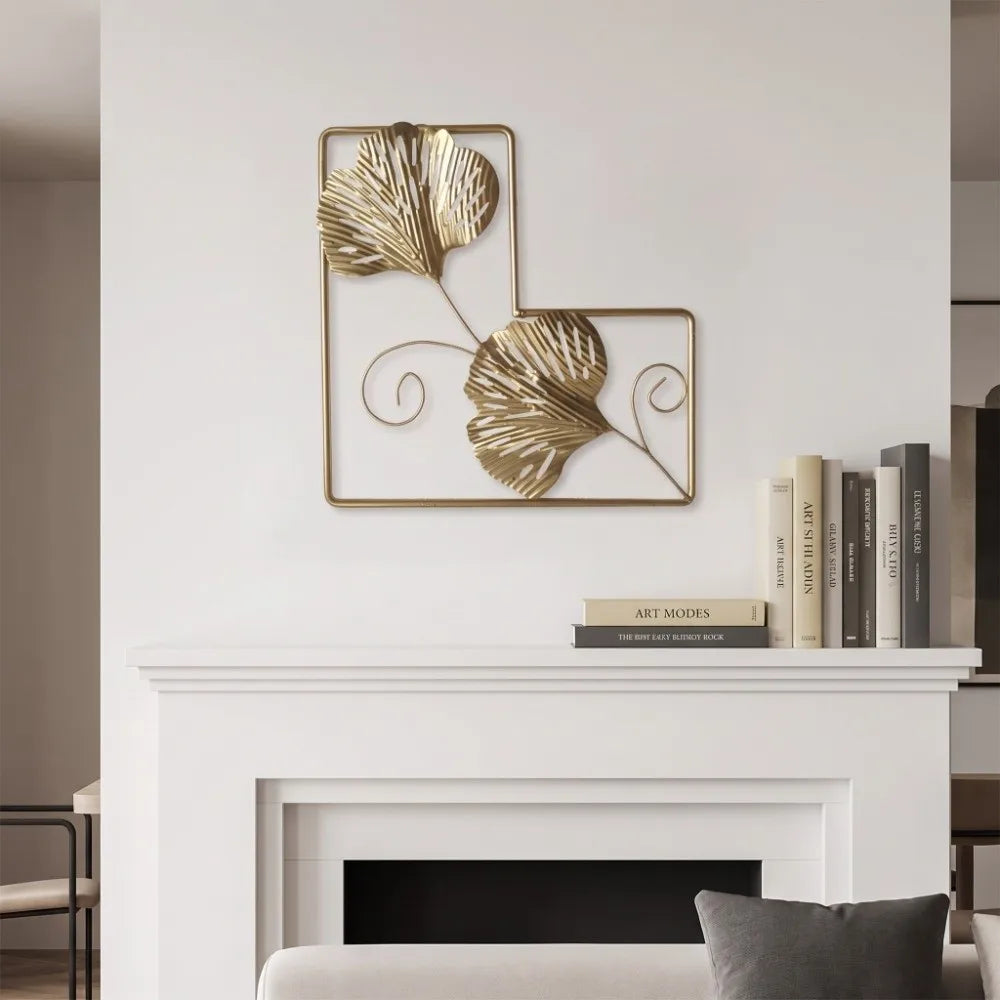 Gold Ginkgo Leaf Metal Wall Art – 7.9" Wrought Iron Decor
